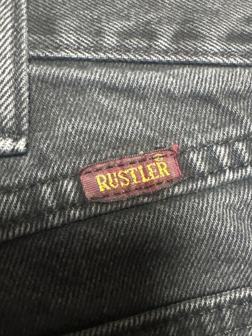 Rustler Men's Black Jeans with Maroon Logo Tab size 40/30